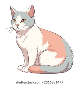 Cute kitten sitting, watching icon isolated