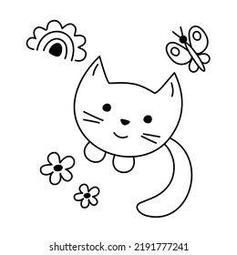 Cute kitten sketch style vector Illusion 