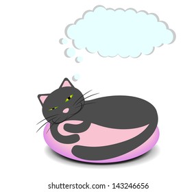 Cute kitten sleeping on the pillow and dreaming. 