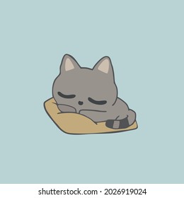 lindo gatito durmiendo en una almohada, ilustración vectorial