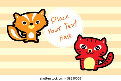cute kitten and squirrel are friend