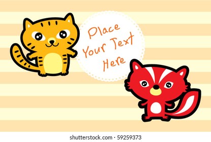 cute kitten and squirrel are friend