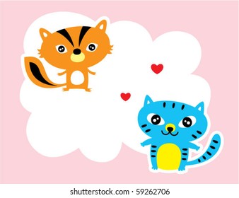 cute kitten and squirrel love tag