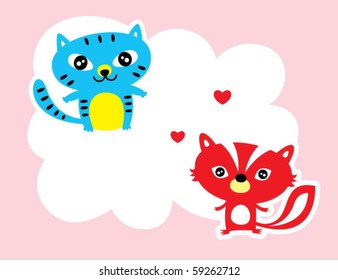 cute kitten and squirrel love tag