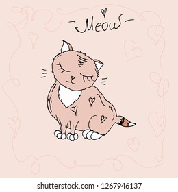 Cute kitten. Vector illustration.