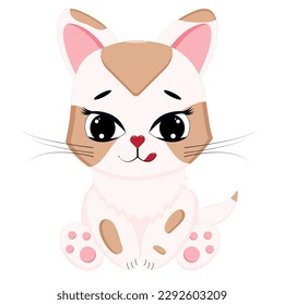 Cute kitten. Vector illustration for baby shower, greeting card, party invitation, t-shirt fashion clothes.