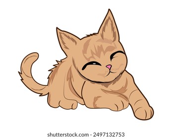 Cute Kitten vector illustration isolated on a white background. Cute baby Cat vector