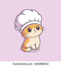 Cute kitten wearing a chef hat