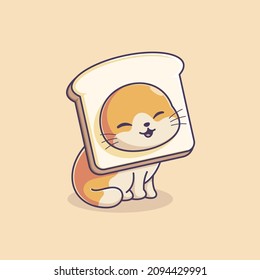 Cute kitten wearing white bread on head