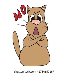 Cute kitten will say no.Vector children's design for greeting cards, banners.
