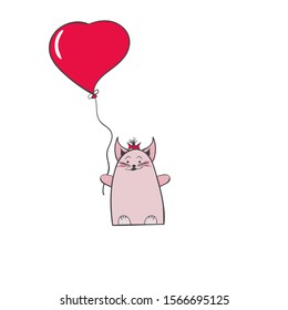 Cute kitten wishes a happy holiday. Kitten gives a gift - Vector