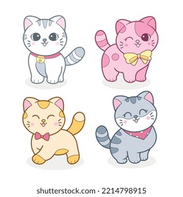 Cute kittens baby cat cartoon illustration