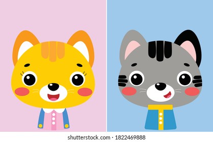 cute kittens boy and girl childrens postcard