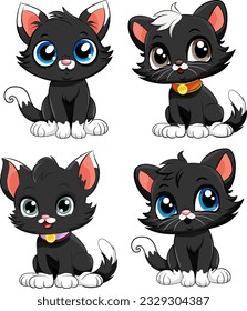 Cute Kittens Cartoon Characters Collection illustration