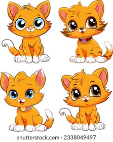Cute Kittens Cartoon Characters Collection illustration