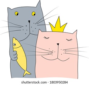 gatitos lindos dibujados a mano para cartas, invitaciones, sin fondo