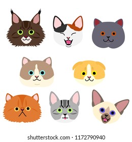 cute kittens face set
