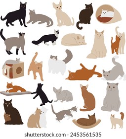 cute kittens to majestic cats, our high-quality illustrations capture the grace, curiosity, and personality of these beloved pets.  svg