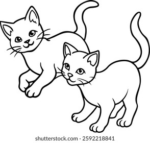 Cute kittens playing together coloring fun