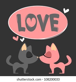 Cute kittens romantic love card