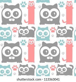 Cute kittens seamless pattern
