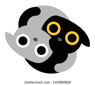 Cute kitties cuddle together and create a yin yang shape.
100% vector file