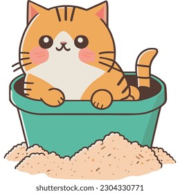 cute kittten in a bucket icon isolated