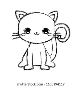cute kitty baby sitting cartoon