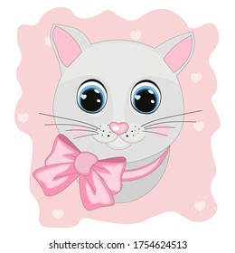 lindo gatito. Se puede usar para ropa de niño. Uso para impresión, diseño de superficie, desgaste de moda. Carácter adorable para el diseño del álbum, la libreta de recortes, la tarjeta y la invitación