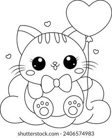 Cute Kitty Cartoon Coloring Page