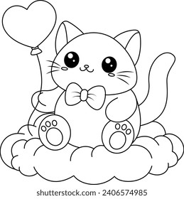 Cute Kitty Cartoon Coloring Page