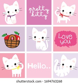 
cute kitty cartoon doodle vector