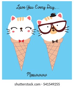 cute kitty cartoon doodle vector