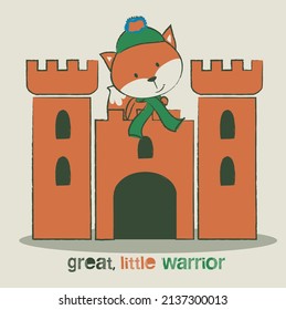 Cute kitty in the castle. Can be used for baby t-shirt print, fashion print design, kids wear, baby shower, celebration, greeting and invitation.