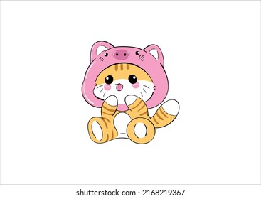 cute kitty cat design illustration for kids