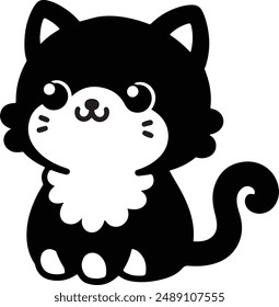 Cute Kitty Cat Image Silhouette Vector Style on a White Background