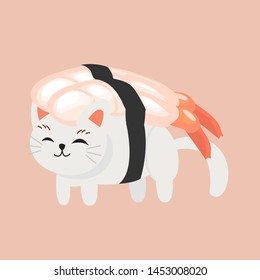cute kitty cat in sushi,Sweet Shrimp sushi.