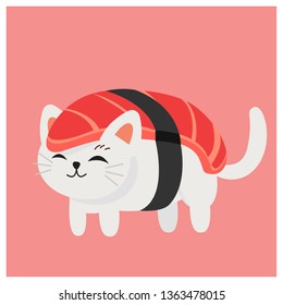 cute kitty cat in sushi,Tuna sushi.
