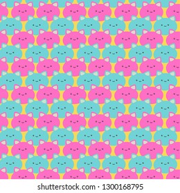Cute kitty cat sweet animal pattern vector