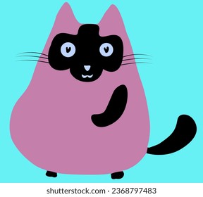 Cute kitty cat vector cat blue background illustration set with cat breeds, toys cartoon
