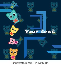 Cute kitty cat vector illustration, childish design, cartoon character, vector background.