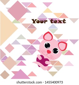 Cute kitty cat vector illustration, childish design, cartoon character, vector background.