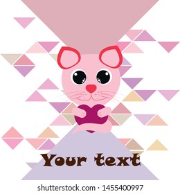 Cute kitty cat vector illustration, childish design, cartoon character, vector background.