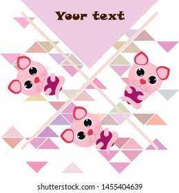 Cute kitty cat vector illustration, childish design, cartoon character, vector background.