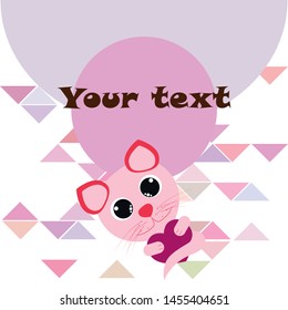 Cute kitty cat vector illustration, childish design, cartoon character, vector background.