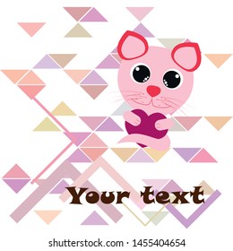 Cute kitty cat vector illustration, childish design, cartoon character, vector background.