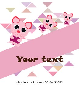 Cute kitty cat vector illustration, childish design, cartoon character, vector background.