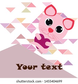Cute kitty cat vector illustration, childish design, cartoon character, vector background.