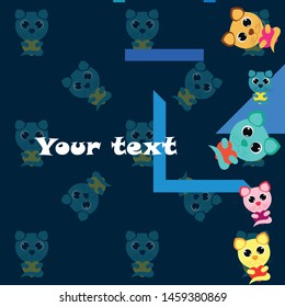 Cute kitty cat vector illustration, childish design, cartoon character, vector background.