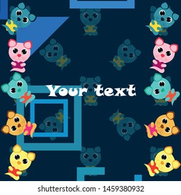 Cute kitty cat vector illustration, childish design, cartoon character, vector background.